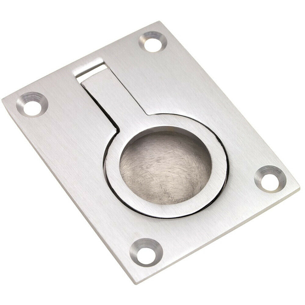 Loops Flush Ring Recessed Pull Handle 63 x 48.5mm 8.5mm Depth Satin Chrome