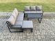 image 2 of Fimous Aluminium 4 Pieces Outdoor Garden Furniture Lounge Sofa Set with Oblong Coffee Table Big Footstool Dark Grey
