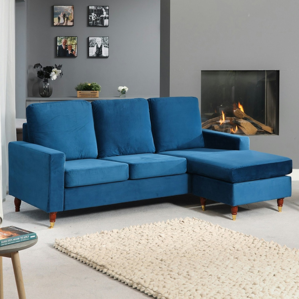 image 1 of Hendrick Reversible Corner Sofa - Blue