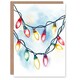 image 1 of Greeting Card Colourful Fairy String Lights Soft Watercolour Blank For Him Or Her Art Xmas Christmas Card