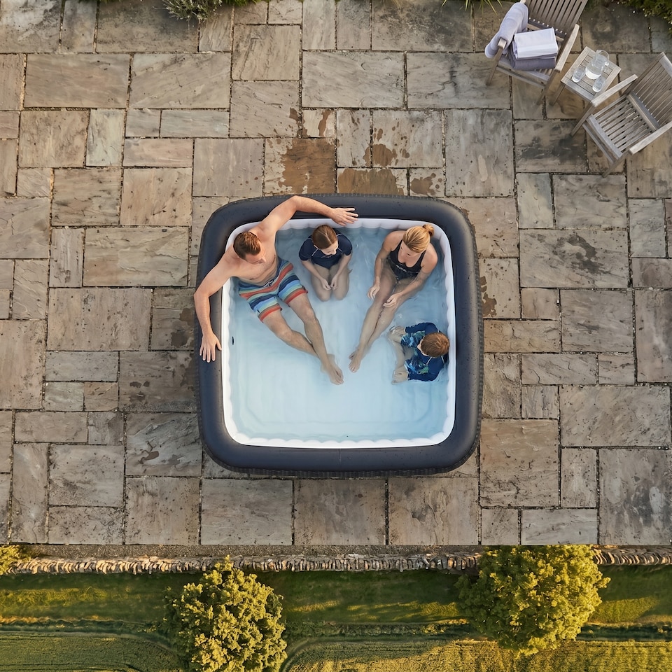 image 1 of Wave Pacific 6 Person Inflatable Hot Tub, Slate Rattan