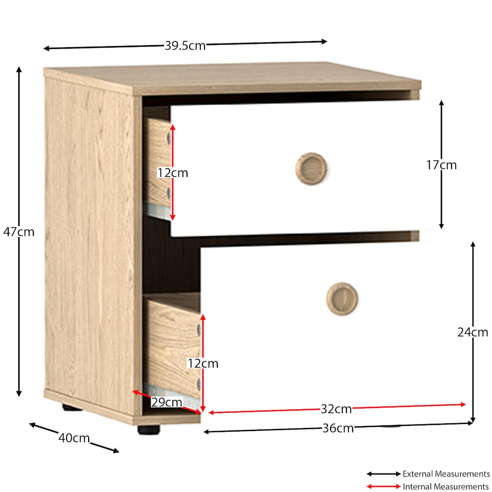 image 1 of Junior Vida Neptune 4 Piece Bedroom Set, White & Oak (Desk, Bedside Table, Drawer Chest, Wardrobe) | White | White | 4