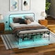 image 6 of HOMCOM Double Bed Frame with LED Lights and Charging Station, Black