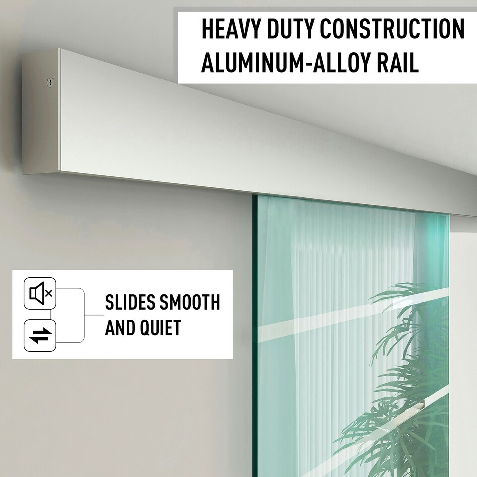 image 1 of HOMCOM 90cm Sliding Glass Door Set Frosted Stripe w/ Handle Living Room Office 