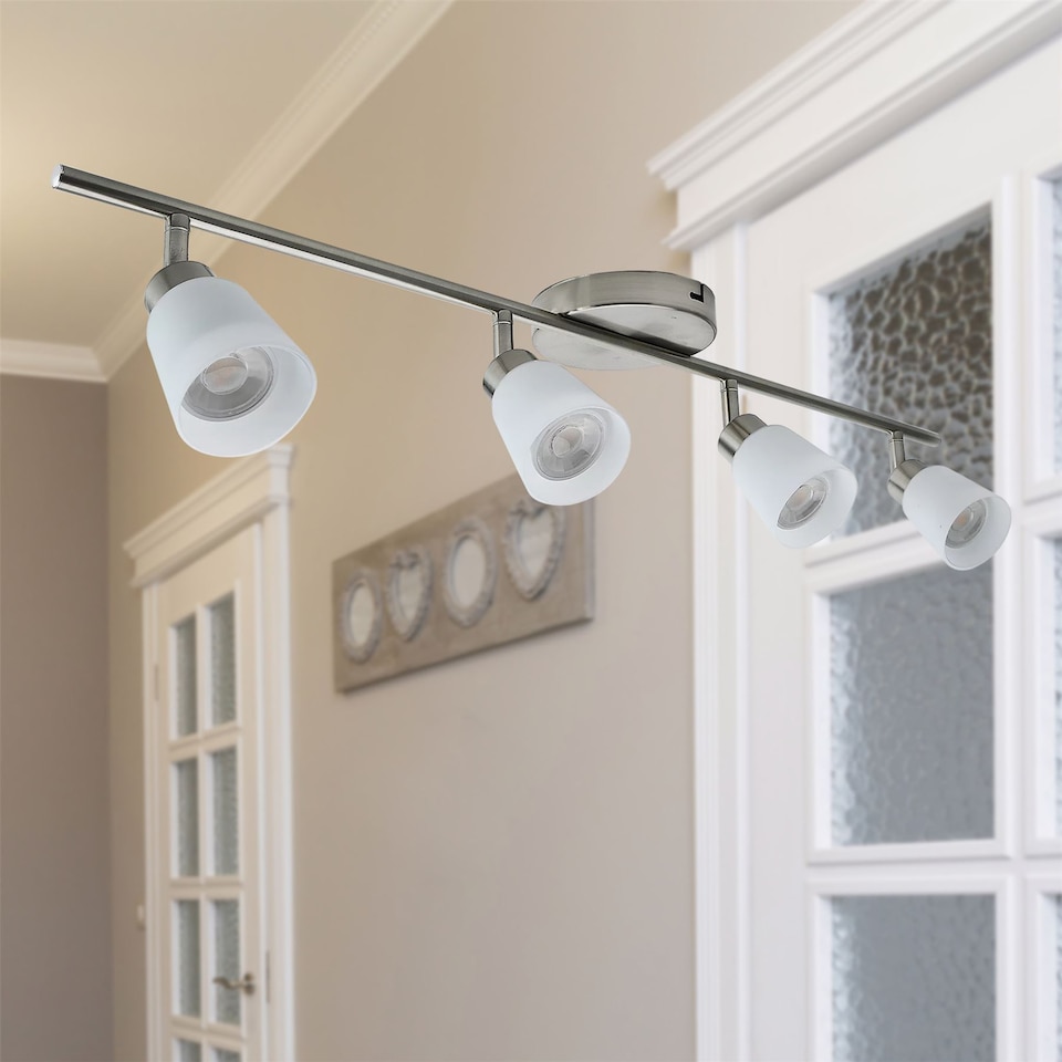 image 1 of Set of 2 Tecoma - Satin Nickel with Glass 4 Way Adjustable Spotlights