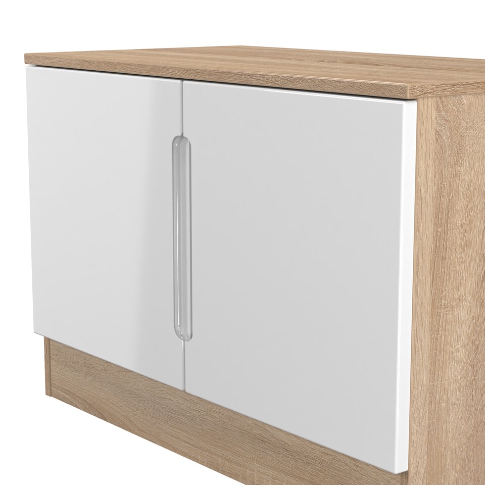 image 1 of Lucca Compact 2 Door Cupboard in White Gloss & Bardolino Oak (Ready Assembled) | White | White Gloss & Bardolino Oak
