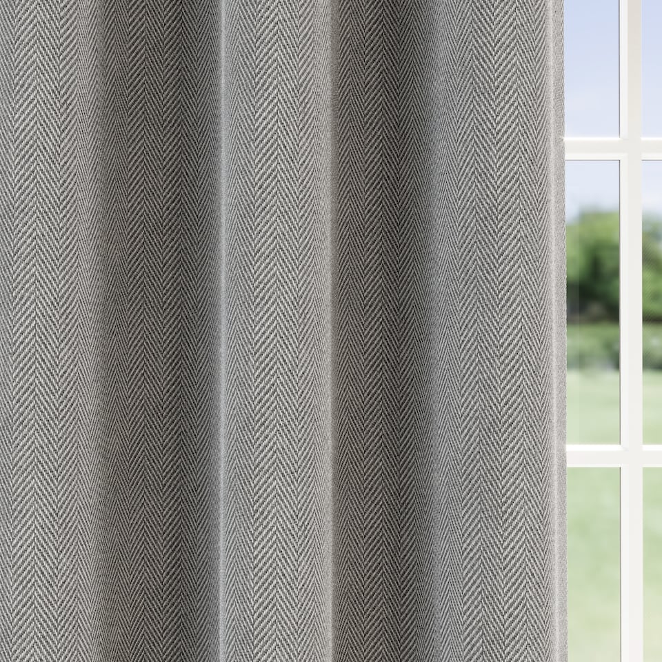 image 1 of Enhanced Living Chester Grey 66 x 72 inch (168x183cm) Eyelet Thermal Noise Reducing Blackout Curtains (PAIR)