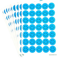 Pack of 420 Blue A5 Smiley Face Stickers
