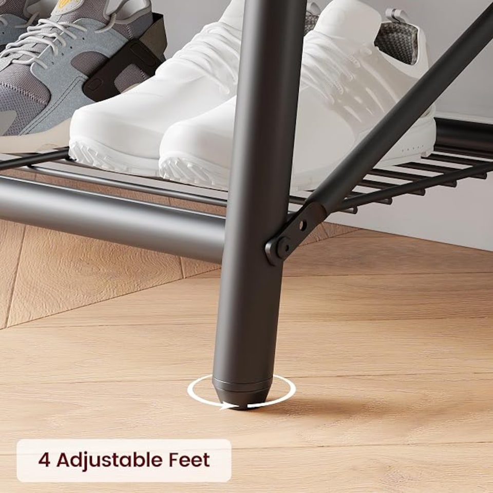 image 1 of London Boutique 4-in-1 Hall Tree with Bench and Shoe Rack, Double Coat Hooks, 60cm
