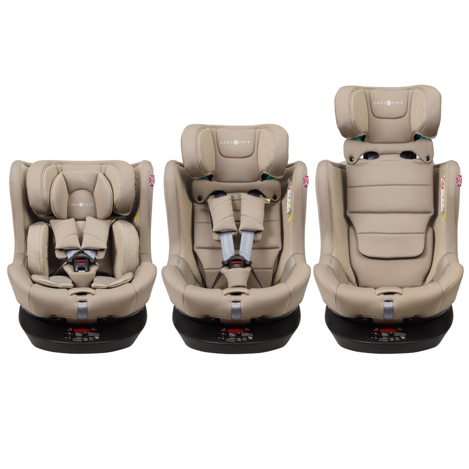 image 1 of Cozy N Safe Comet+ i-Size 360 Rotating Car Seat 40-150cm, ISOFix & Top Tether, Extended Rear & Forward Facing, Side Impact Protection, Adjustable Headrest, Birth to 12 Years (Ecru)