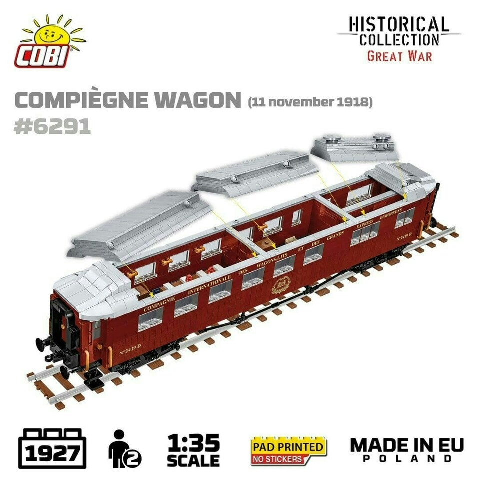 image 1 of Compiegne wagon brick model 1918 - COBI 6291 - 1945 bricks