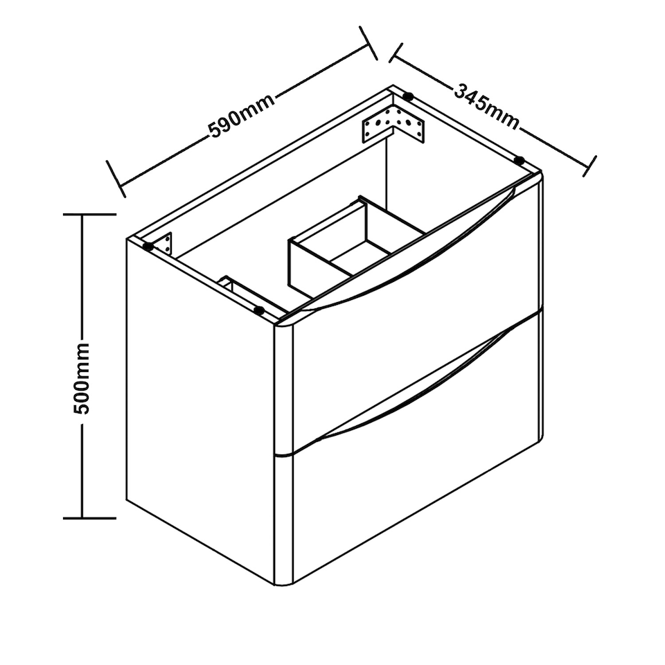 image 1 of AICA 600mm Wall-Hung White Bathroom Vanity Unit With Integrated Sink,2 Soft-Close Drawers for Storage