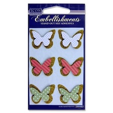 Pack of 6 Stand-Out Butterflies Embellishments by Icon Craft