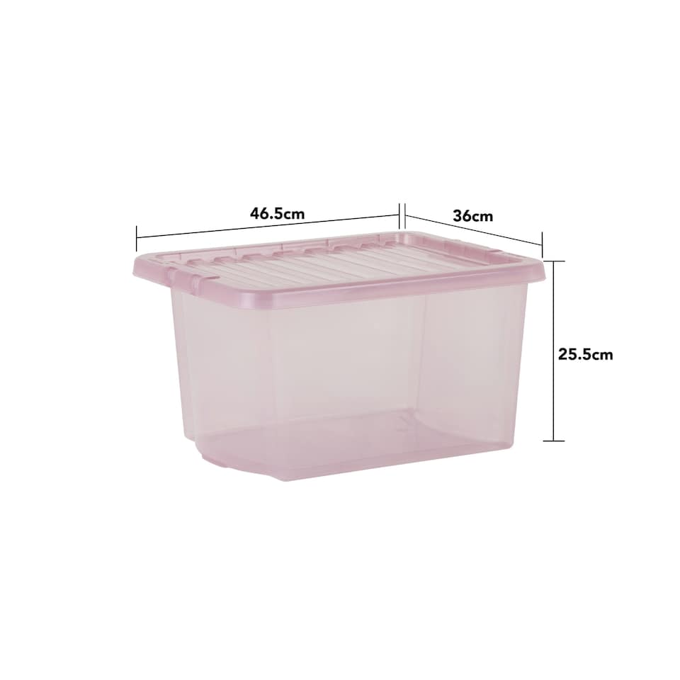 image 1 of Wham Crystal 5 x 28L Stackable Plastic Storage Boxes with Lids Pink