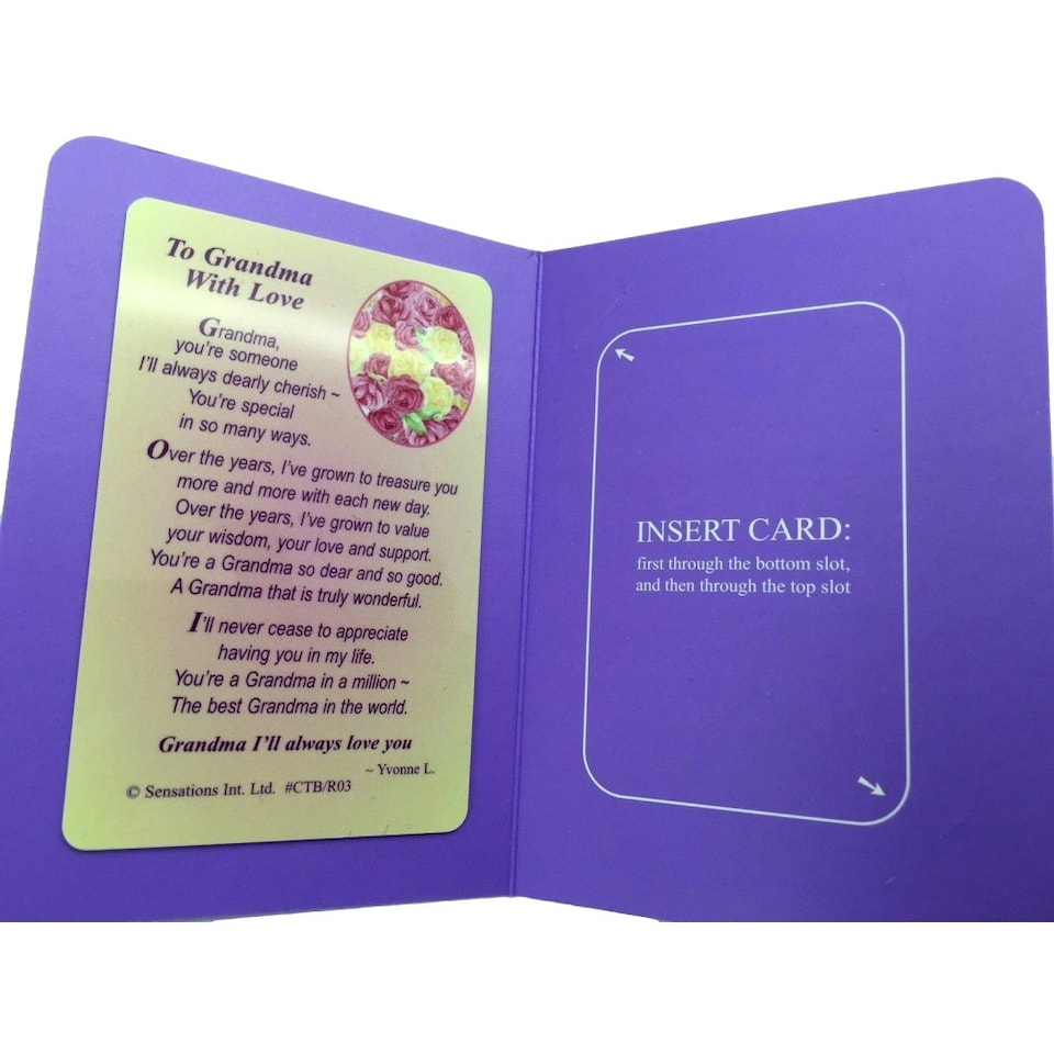 image 1 of To Grandma With Love..Wallet Card (Sentimental Keepsake Wallet / Purse Card)