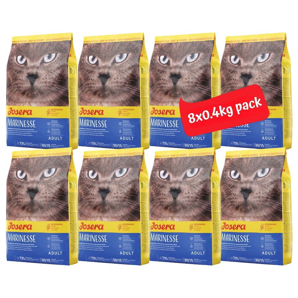 image 1 of Josera Marinesse complete adult cat food | Grain-free | Single animal protein | Salmon | Hypoallergenic | Sensitive | Anti-Hairball | Urinary pH | 8x0.4kg