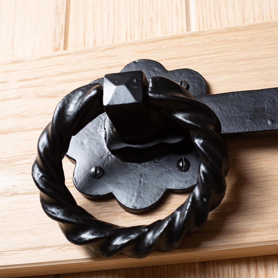 image 1 of Hammer & Tongs Rose Ring Gate Latch - W285mm - Black