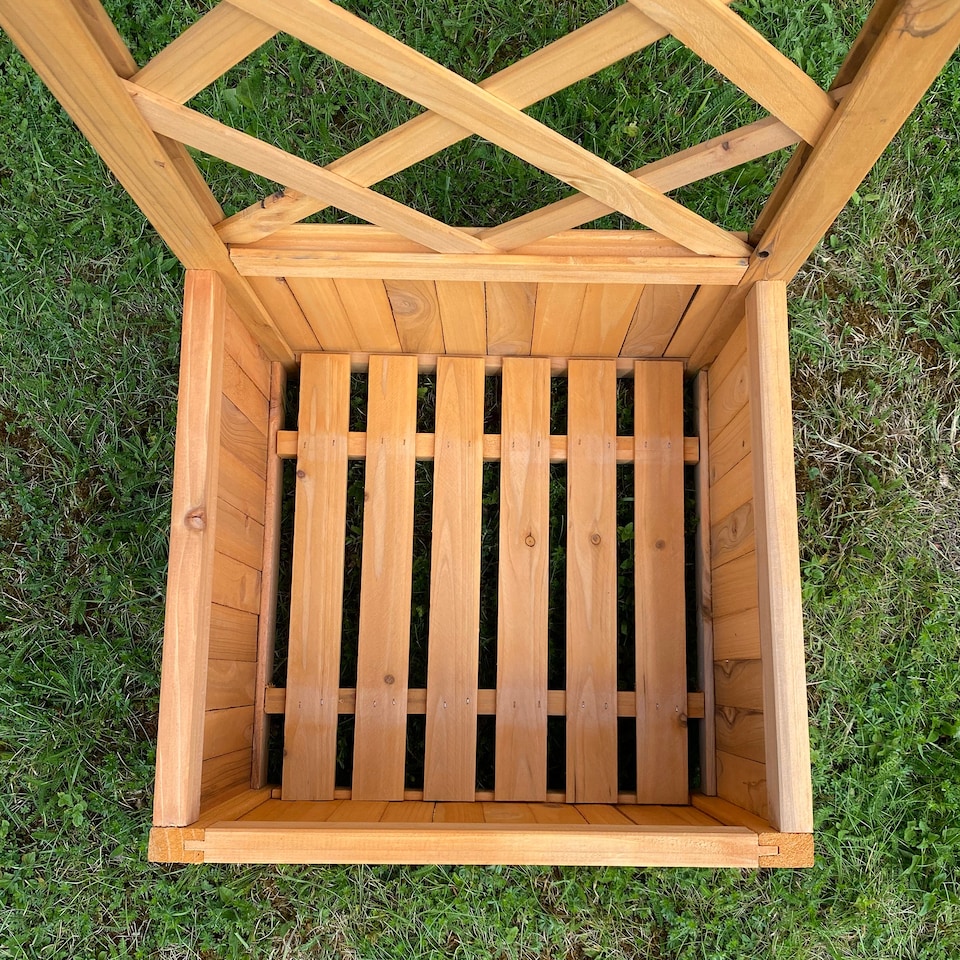 image 1 of Square Wooden Garden Trellis Planter