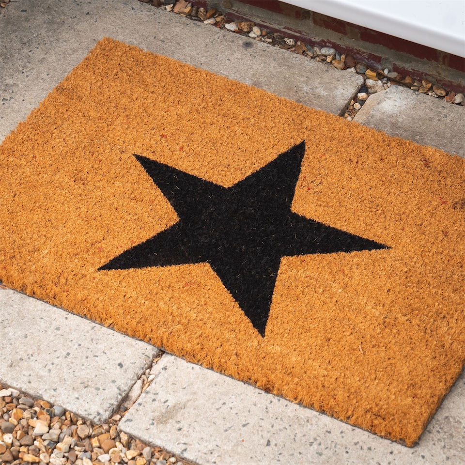 image 1 of Nicola Spring Coir Door Mat - 60 x 40cm - Black Star
