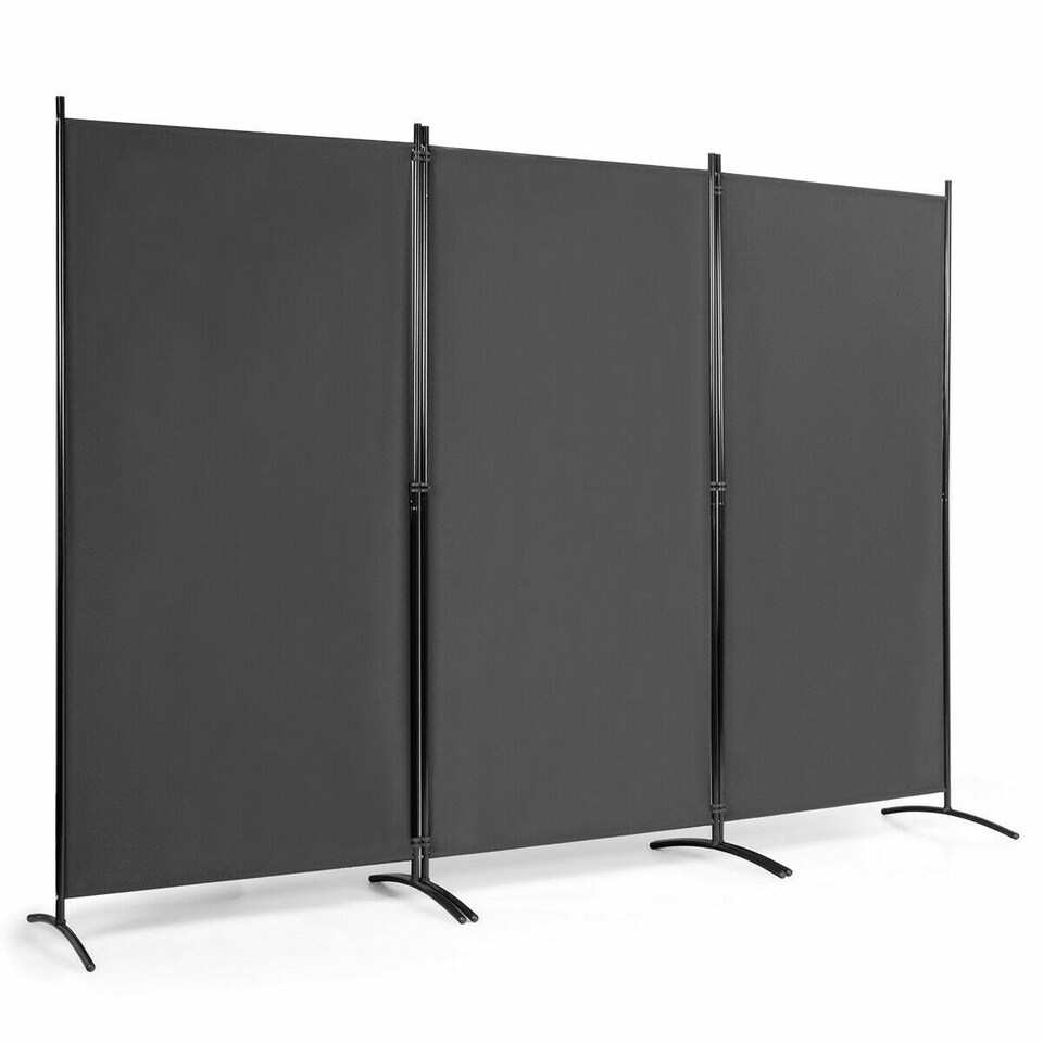image 1 of COSTWAY 3 Panels Room Divider Folding Room Partition Grey Grey
