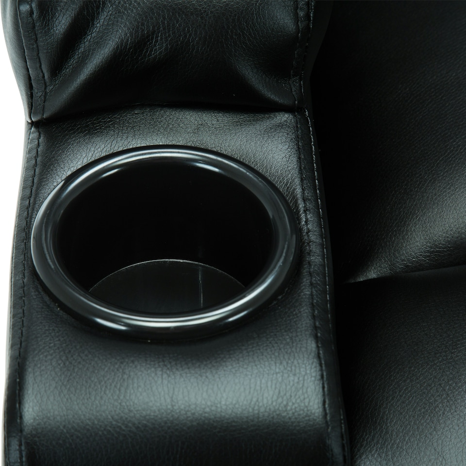 image 1 of Studio Bonded Leather Recliner w Drink Holders Sofa Chair (Black)