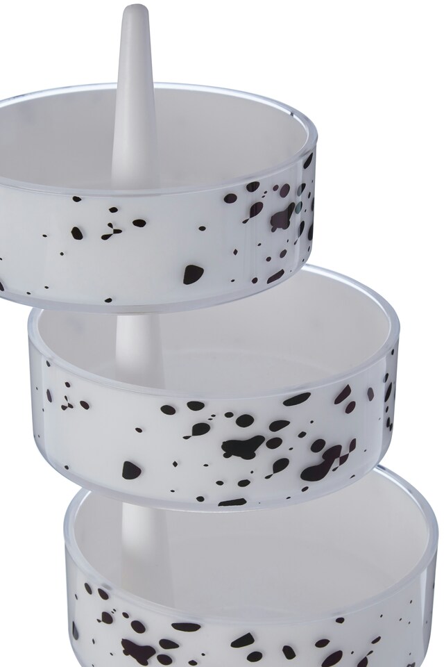 image 1 of 3Pc Speckled Plastic Rotary Storage Set | White