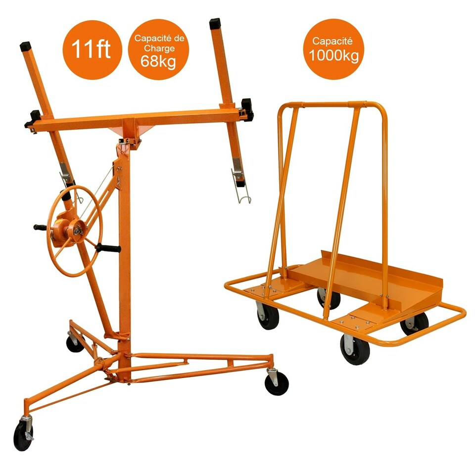 image 1 of Drywall Lifter Hoist 11ft & Plaster Board Trolley
