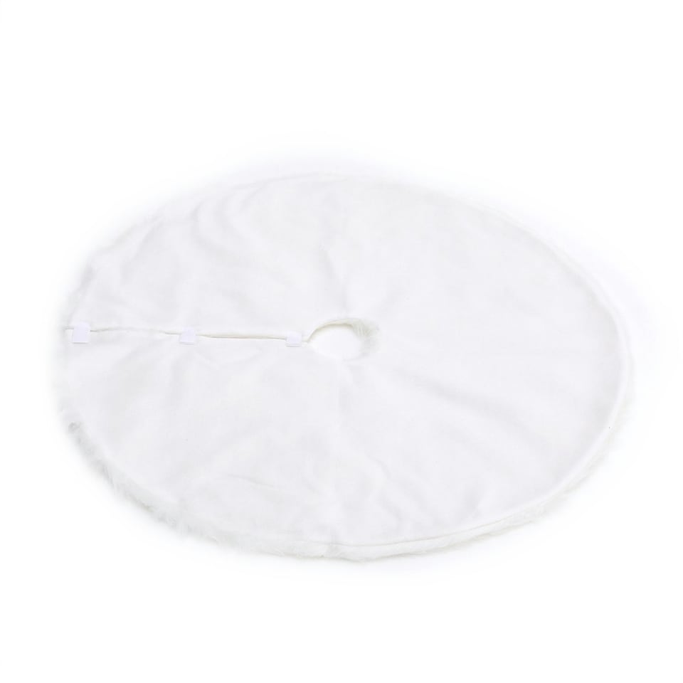image 1 of Living and Home Snow White Plush Christmas Tree Skirt for Holiday Decoration-122 cm