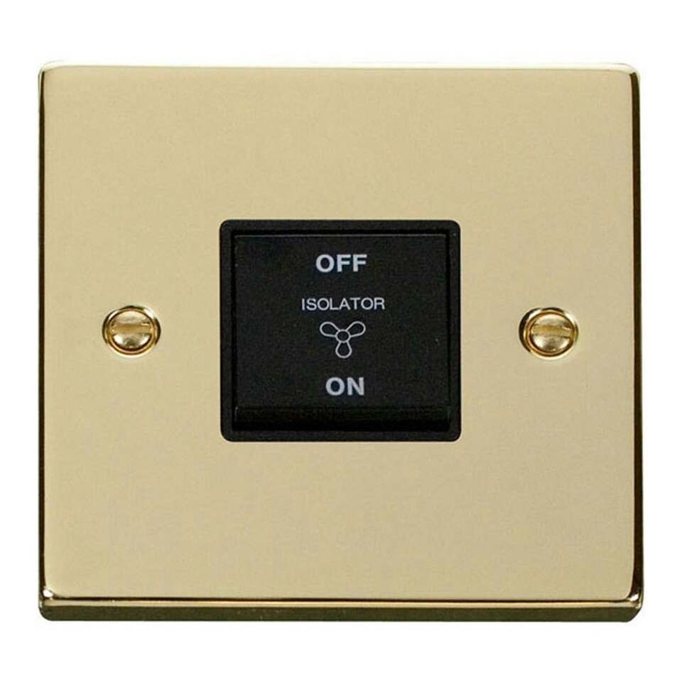 SE HOME Polished Brass 10A 3 Pole Fan Isolation Switch Black | Polished Brass