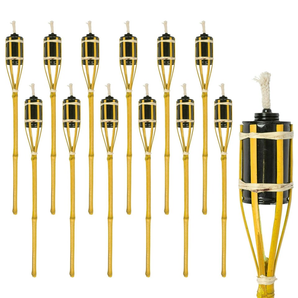 image 1 of Harbour Housewares Bamboo Garden Fire Torches - 60cm - Yellow - Pack of 12