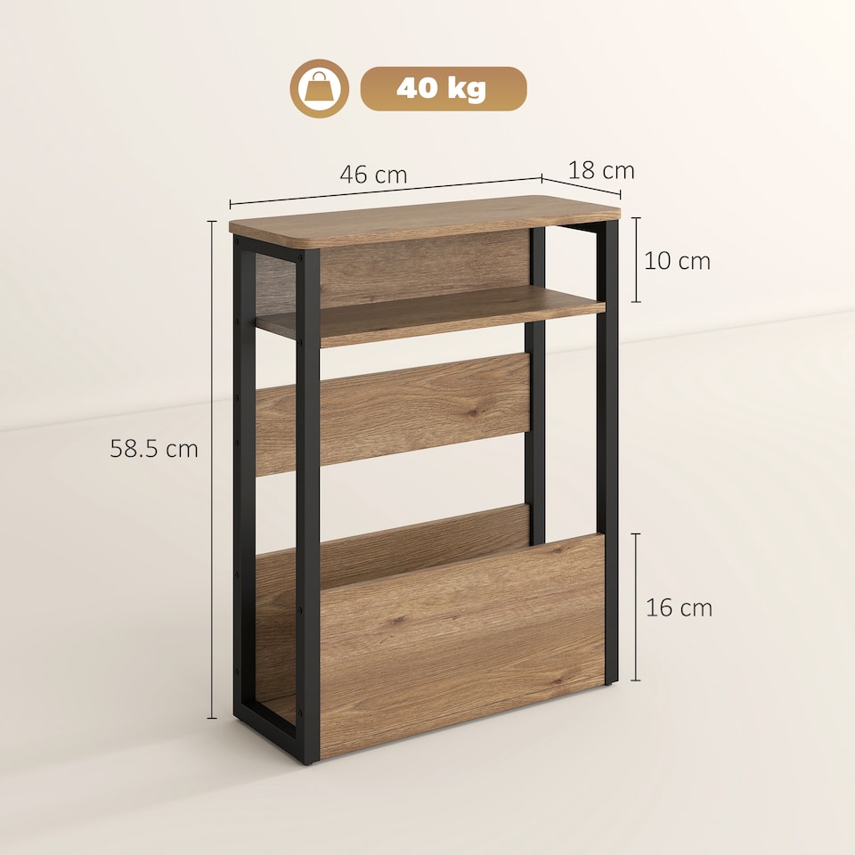 image 1 of HOMCOM Narrow Side Table with Storage, Bedside End Table, Walnut Brown | Brown | Walnut brown