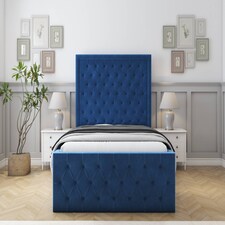 Sloomy Vienna Navy Plush Special Bed Frame. With 50" Upholstered Headboard 4' Small Double