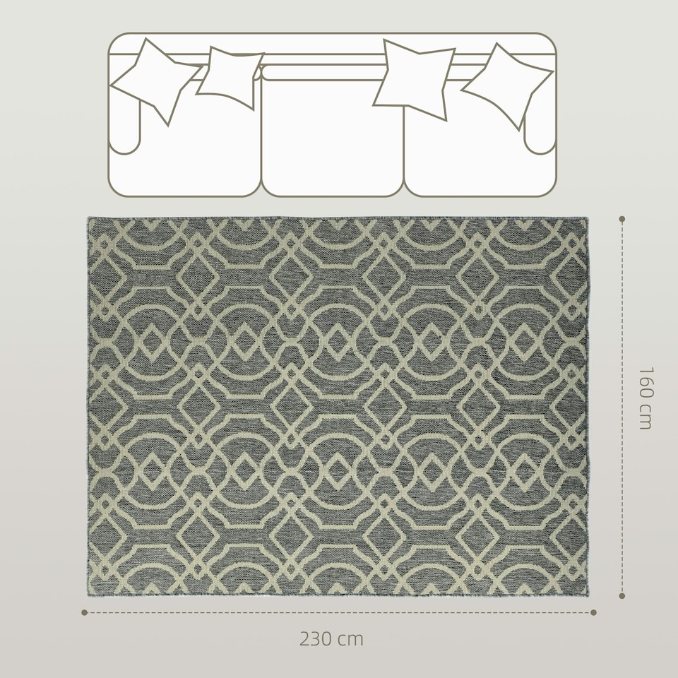 image 1 of HOMCOM Easy-Cleaning Machine Washable Rug for Patio, Garden, Grey Grey