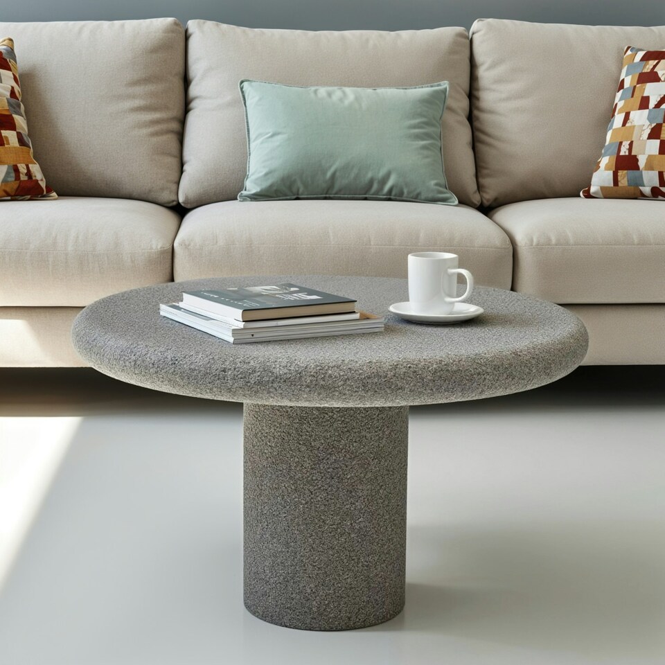 image 1 of Udaipur Round Low Coffee Table Grey