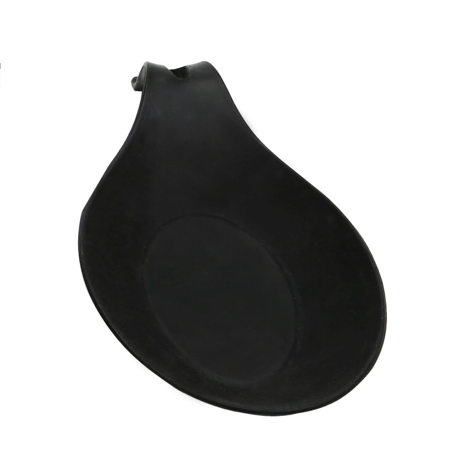 image 1 of Interiors by Premier Black Silicone Spoon Rest, Heat-Resistant Holder for Keeping Worktops Clean, Modern Red Design