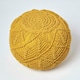 image 3 of Homescapes Mustard Macrame Knitted Pouffe - 40 x 50 cm
