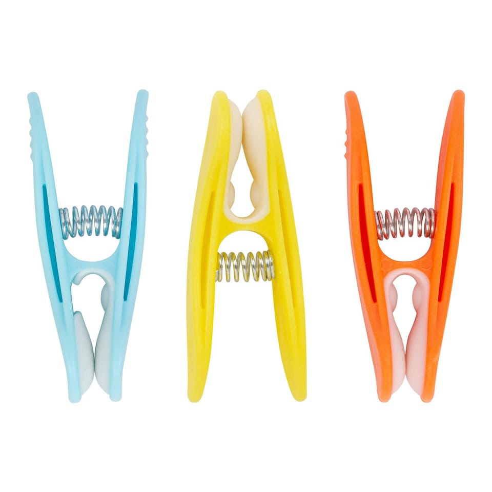 image 1 of Ashley Plastic Soft Touch Clothes Pegs - Multi - Pack of 24