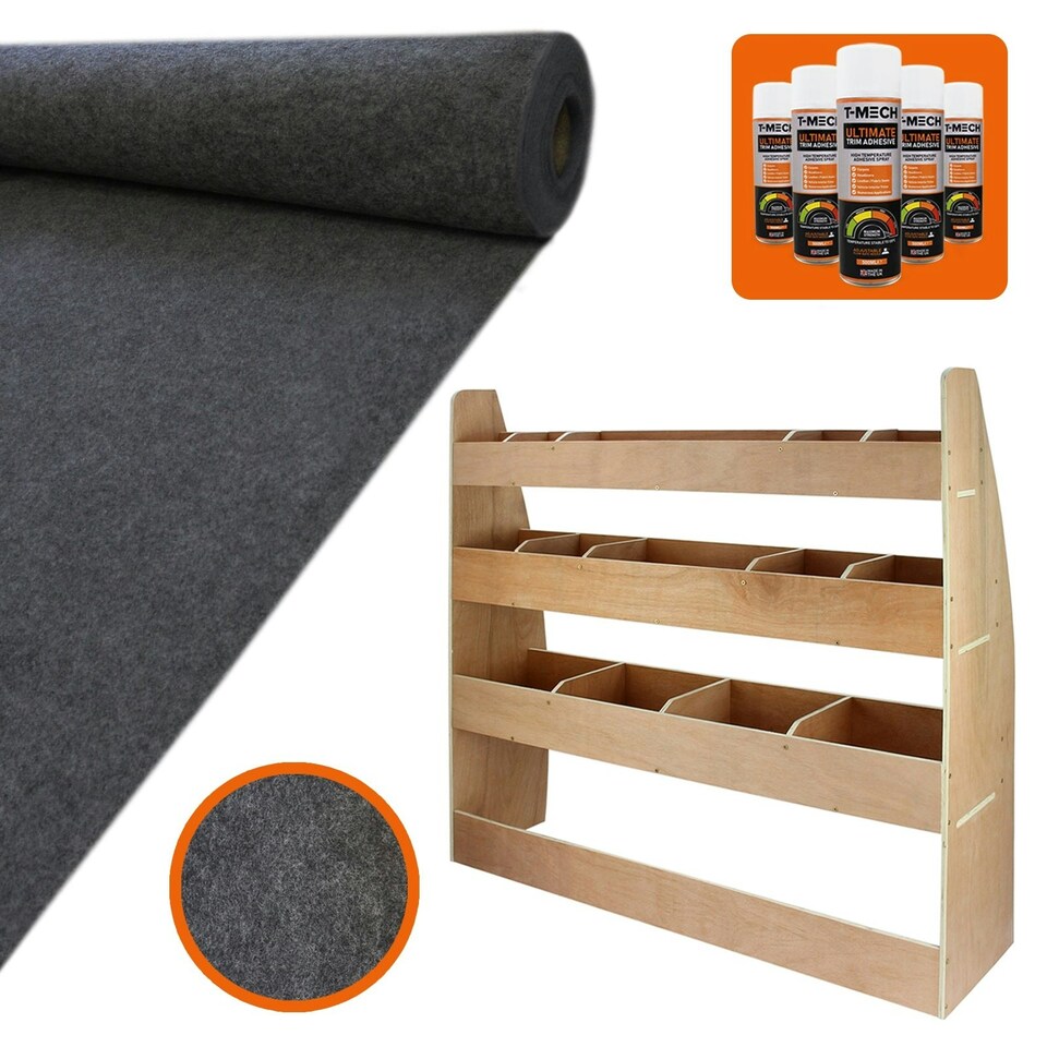 image 1 of 11sqm Anthracite Van Lining, Glue & VW Caddy Rack | Grey