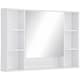 image 1 of kleankin Wall Mounted Medicine Cabinet, 100cm W x 70cm H Bathroom Mirror Cabinet with Single Mirrored Door, Shelves and Storage Cupboard, White | White | White
