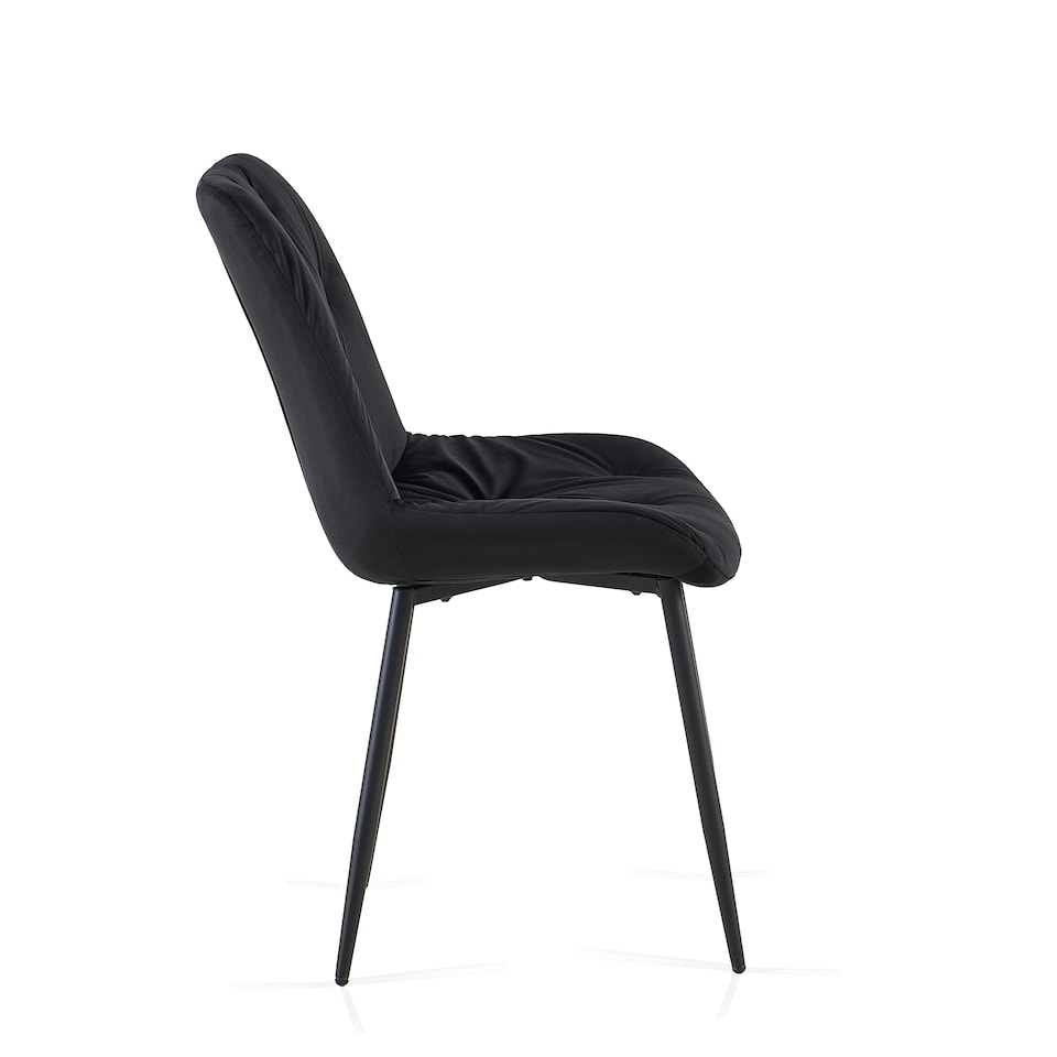 image 1 of SONARA Modern Set of 2 Velvet Dining Chairs with Ergonomic Upholstered Seat | Black