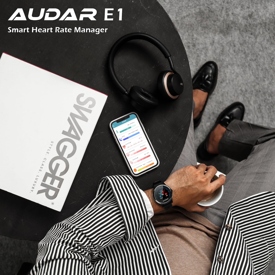 image 1 of Smart Sport Watch for iPhone (iOS) Tracks Health Metrics Self And Family BP HR Extended - Audar E1