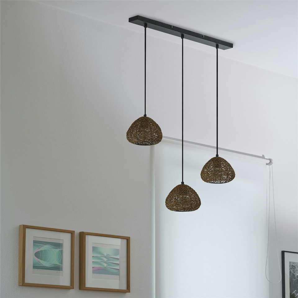 image 1 of Osram Decor Paper Drop Pendant Linear Ceiling Light 3 X E27 Beige Cream