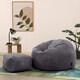 image 3 of icon Kingston Cord Adults Bean Bag Chair and Pouffe, Ready Filled Beanbag and Footstool Charcoal Grey Grey
