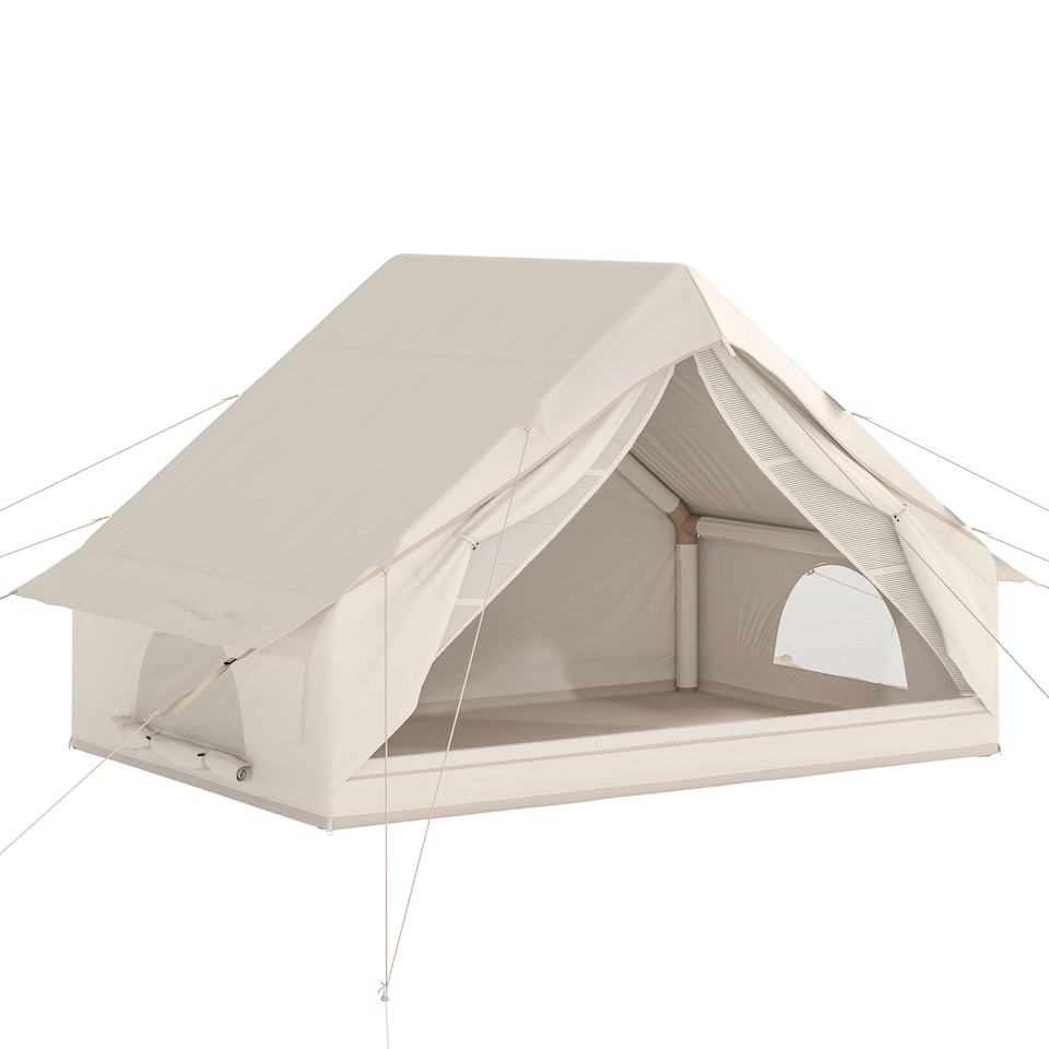 image 1 of Outsunny Inflatable Tent Waterproof for 2-4 Person | Cream | Beige | 300 x 210 x 190 cm