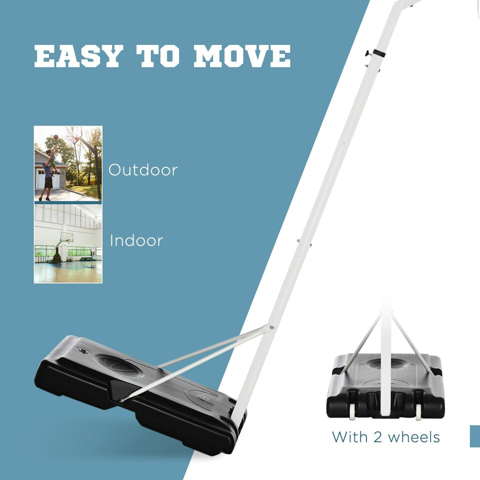 image 1 of SPORTNOW 2.6-3.1m Basketball Hoop and Stand w/ Weighted Base, Wheels, Black