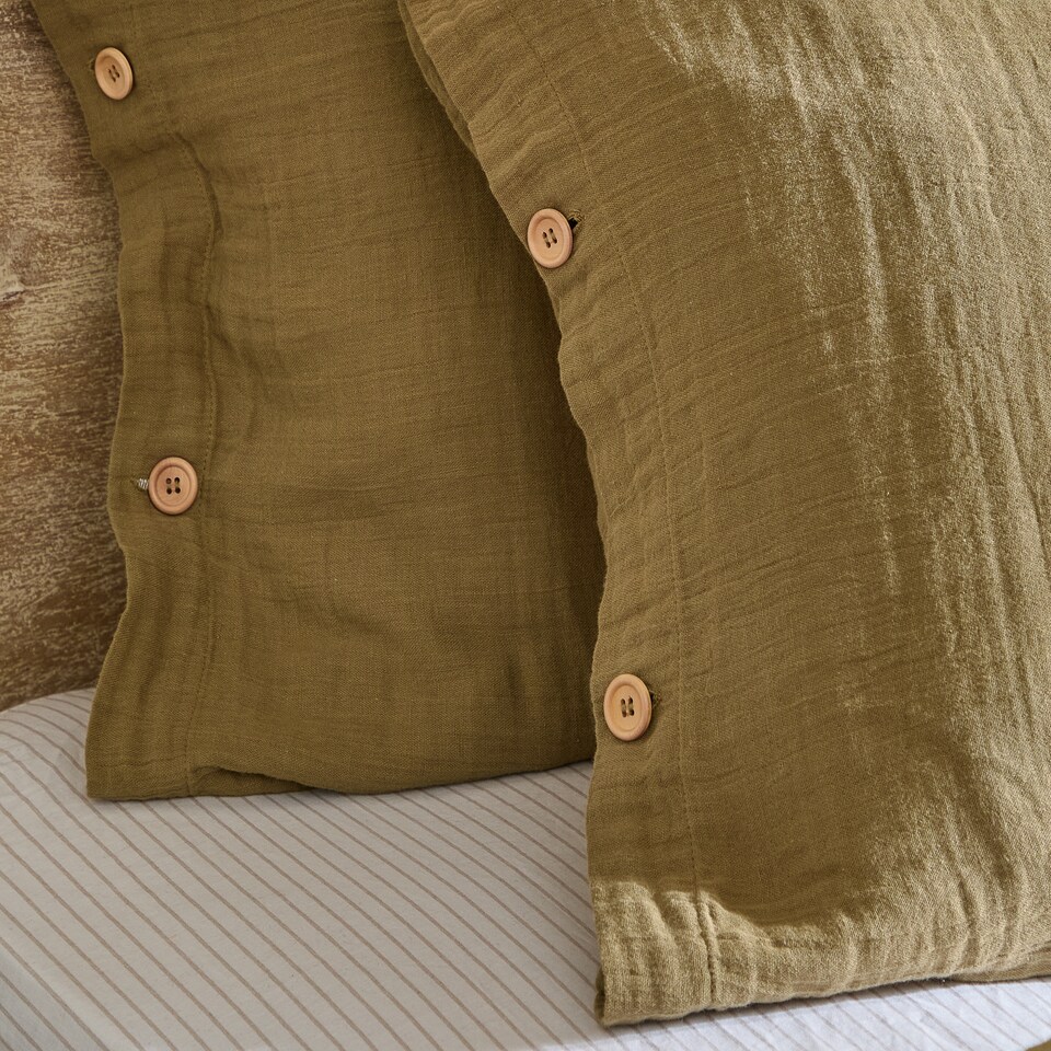 image 1 of Yard Lark Muslin Cotton Duvet Cover Set | Blue | Blue | Double