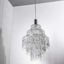 CGC LIZA Three-Tier Extra Large Crystal & Chrome Ceiling Shade | Silver | Silver | Extra large