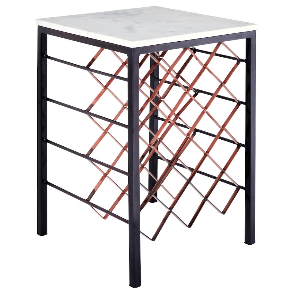image 1 of Templar White Marble And Iron Wine Rack Table