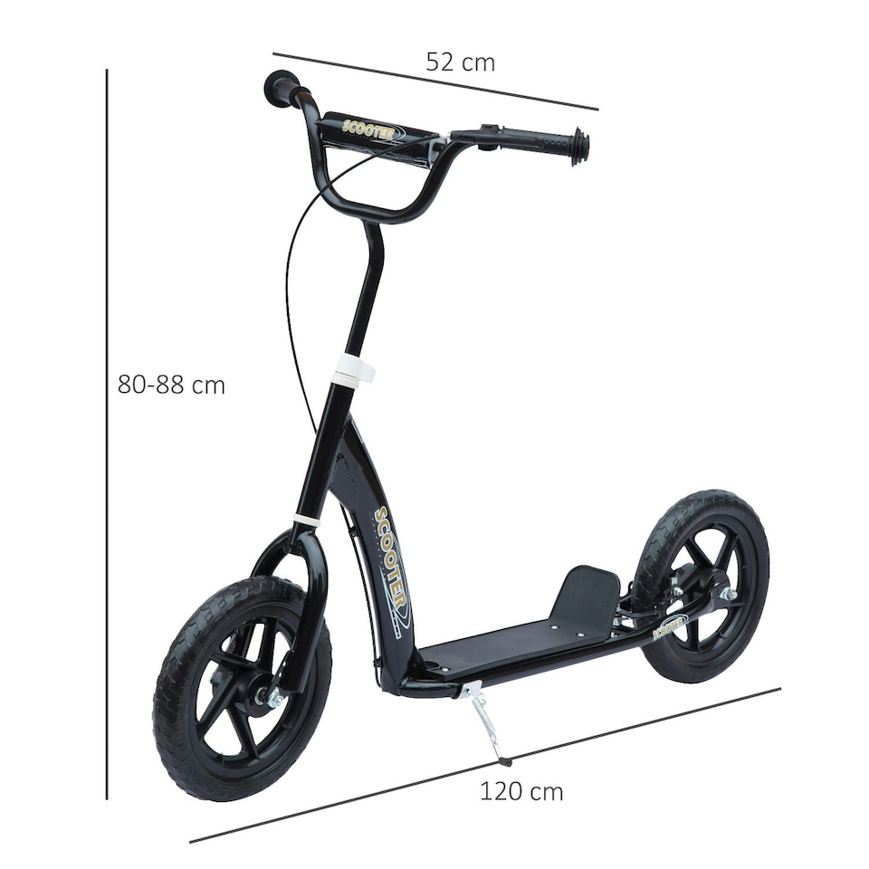 image 1 of HOMCOM Push Scooter Teen Kids Stunt Bike Ride On with 12" EVA Tyres, Black