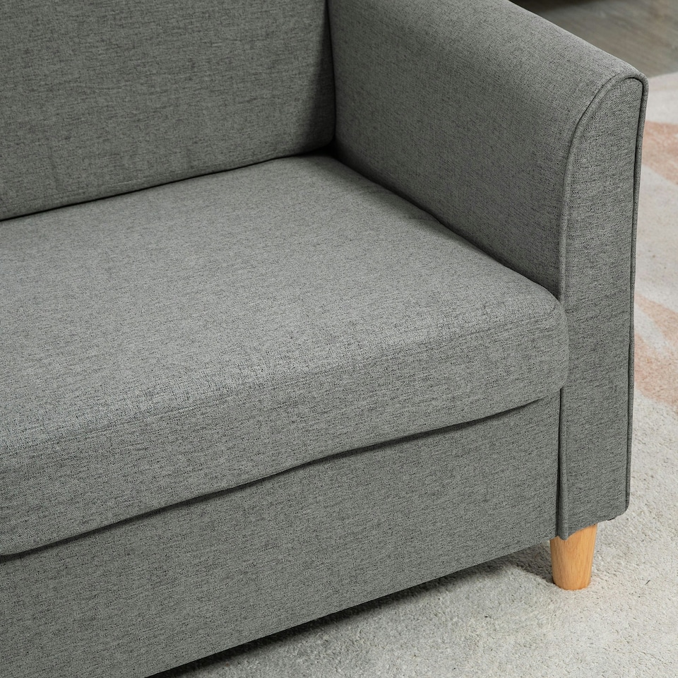 image 1 of HOMCOM Double Seat Sofa Linen Upholstery Loveseat Couch w/ Armrests, Grey